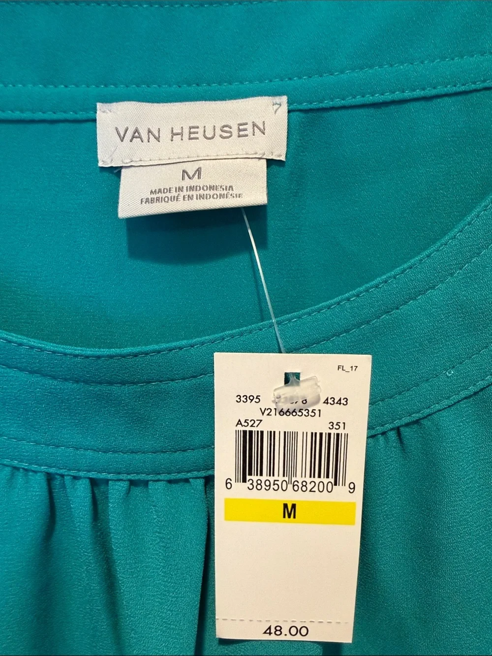 Van Heusen Teal Sleeveless Pleat-Front Tank - Picture 2 of 3